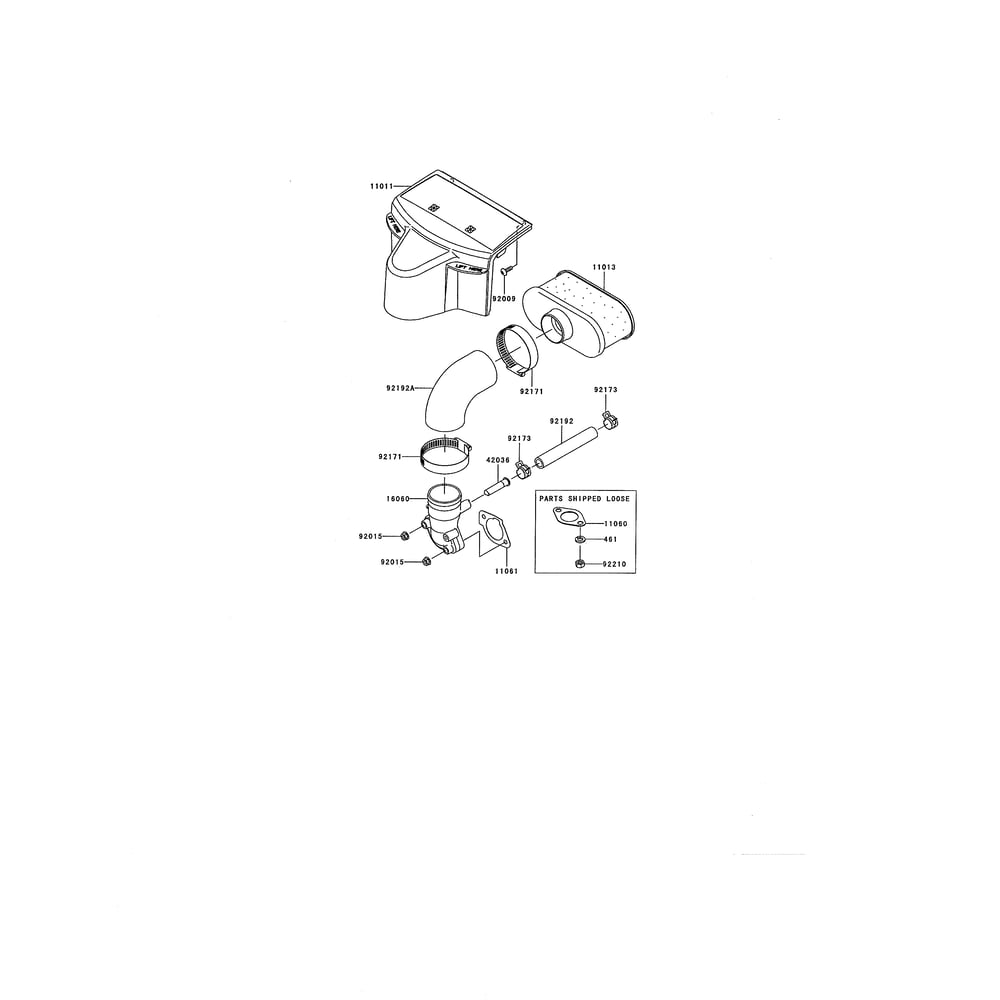 Engine >> Air Filter/Muffler Diagram and Parts List for 893999  Cub Cadet Lawn Tractor
